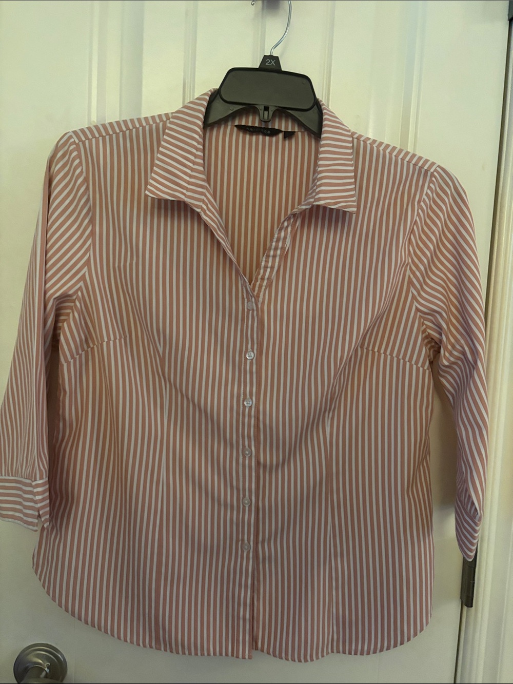 WARDROBE.NYC Pink and White Striped Button-Down Shirt